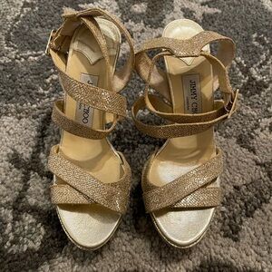 Jimmy Choo Gold Heels 36.5